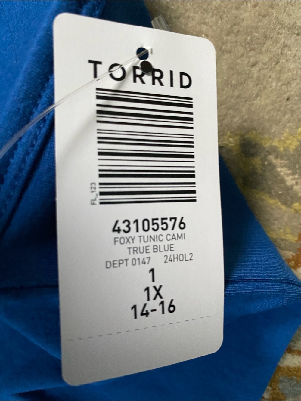 torrid foxy tunic Cobalt Blue Tank Top, size 1 1X 14-16 - Picture 3 of 3
